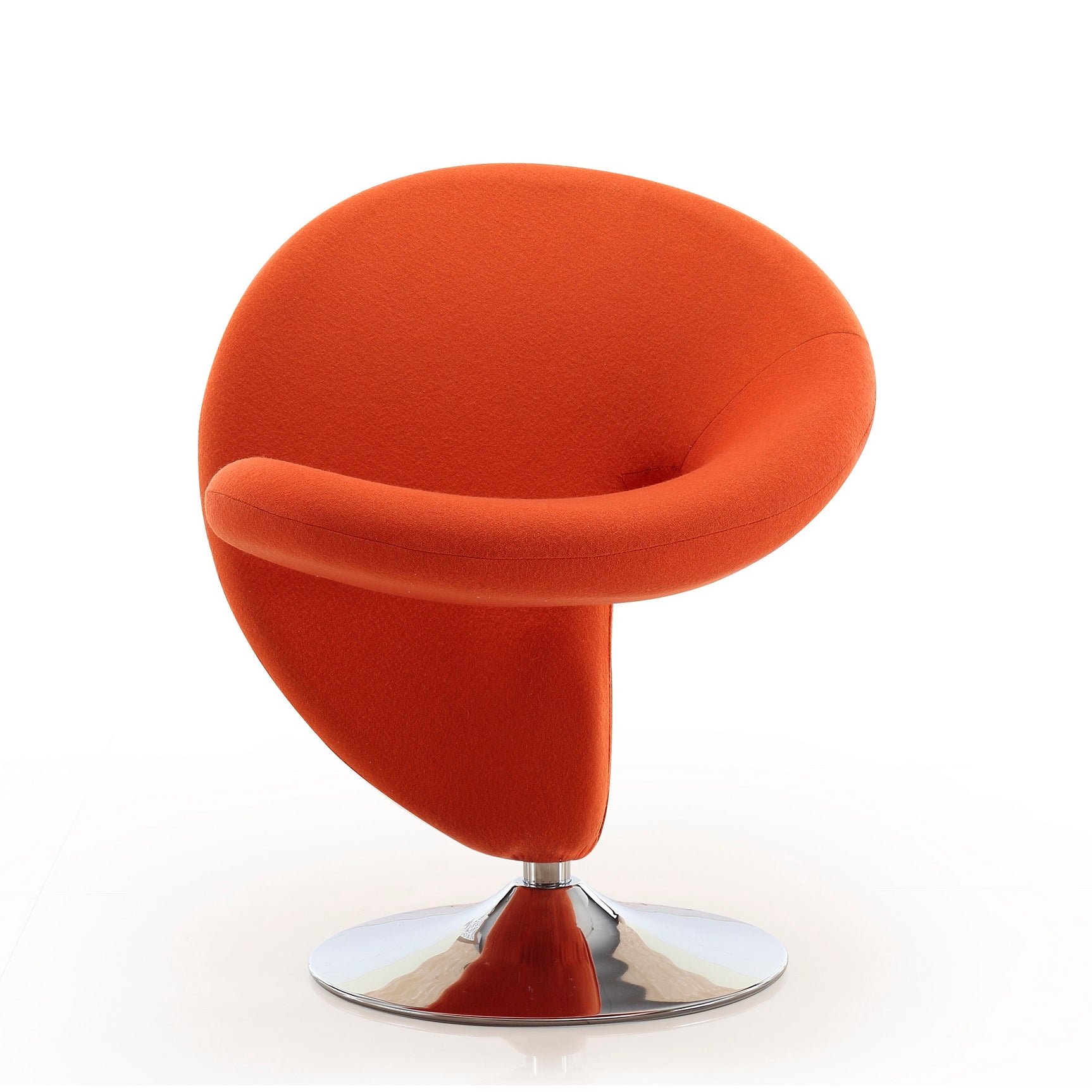 Curl Swivel Accent Chair in Orange and Polished Chrome - Ornate Home