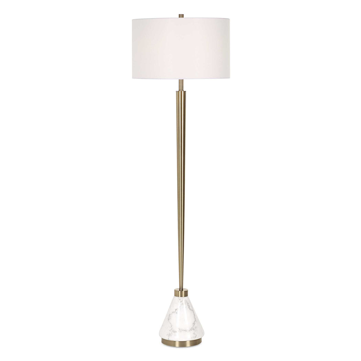 Curran Brass/White Tapered Metal Floor Lamp - Ornate Home