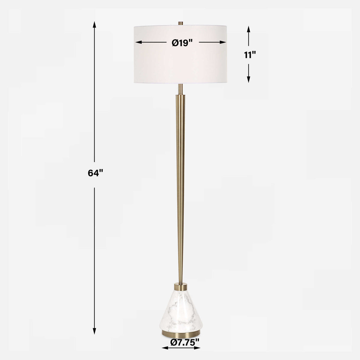 Curran Brass/White Tapered Metal Floor Lamp - Ornate Home