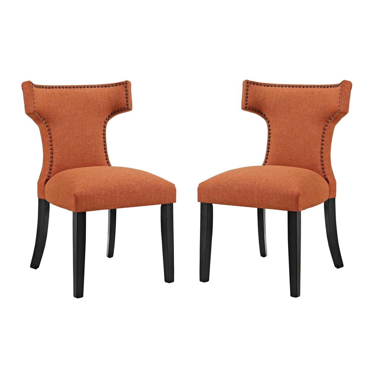 Curve Orange Fabric Dining Side Chair (Set of 2) - Ornate Home