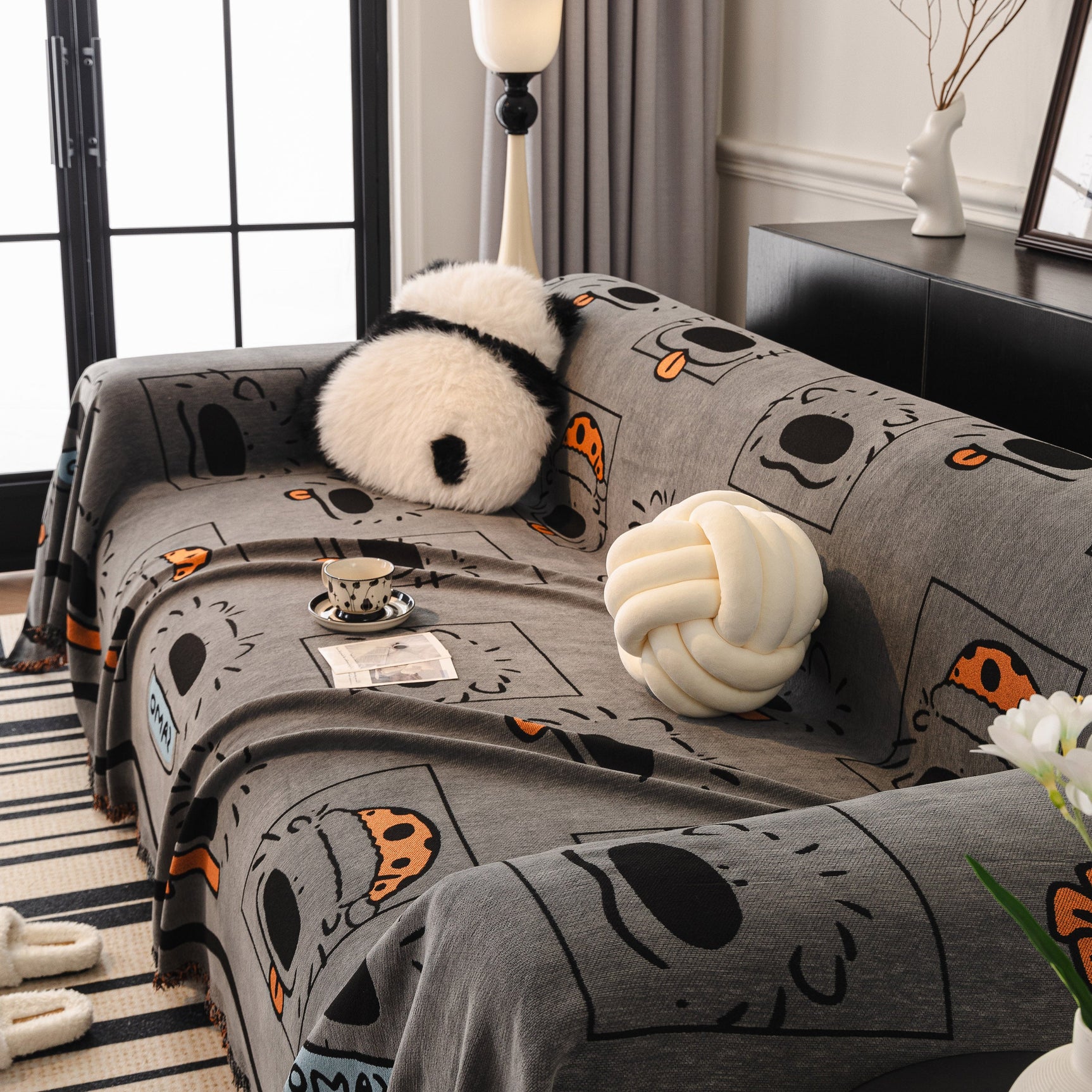Cute Chenille Couch Cover Throw, Cartoon Soft Washable Sofa Cover for Sectional Sofas - Ornate Home