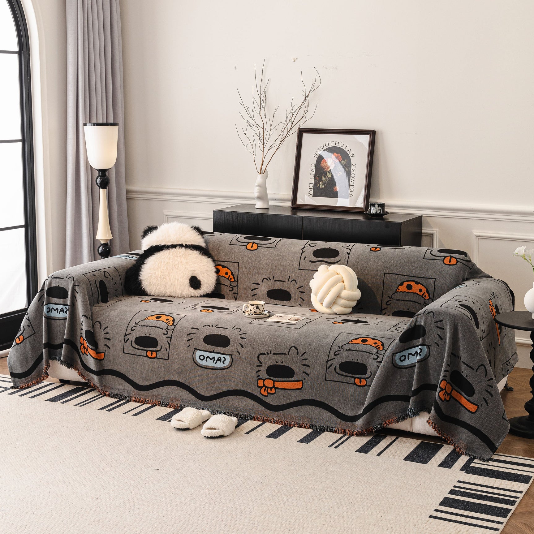 Cute Chenille Couch Cover Throw, Cartoon Soft Washable Sofa Cover for Sectional Sofas - Ornate Home