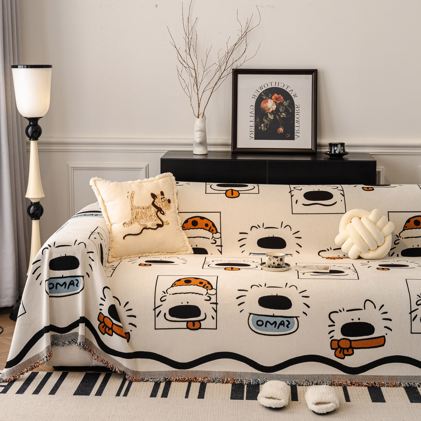 Cute Chenille Couch Cover Throw, Cartoon Soft Washable Sofa Cover for Sectional Sofas - Ornate Home