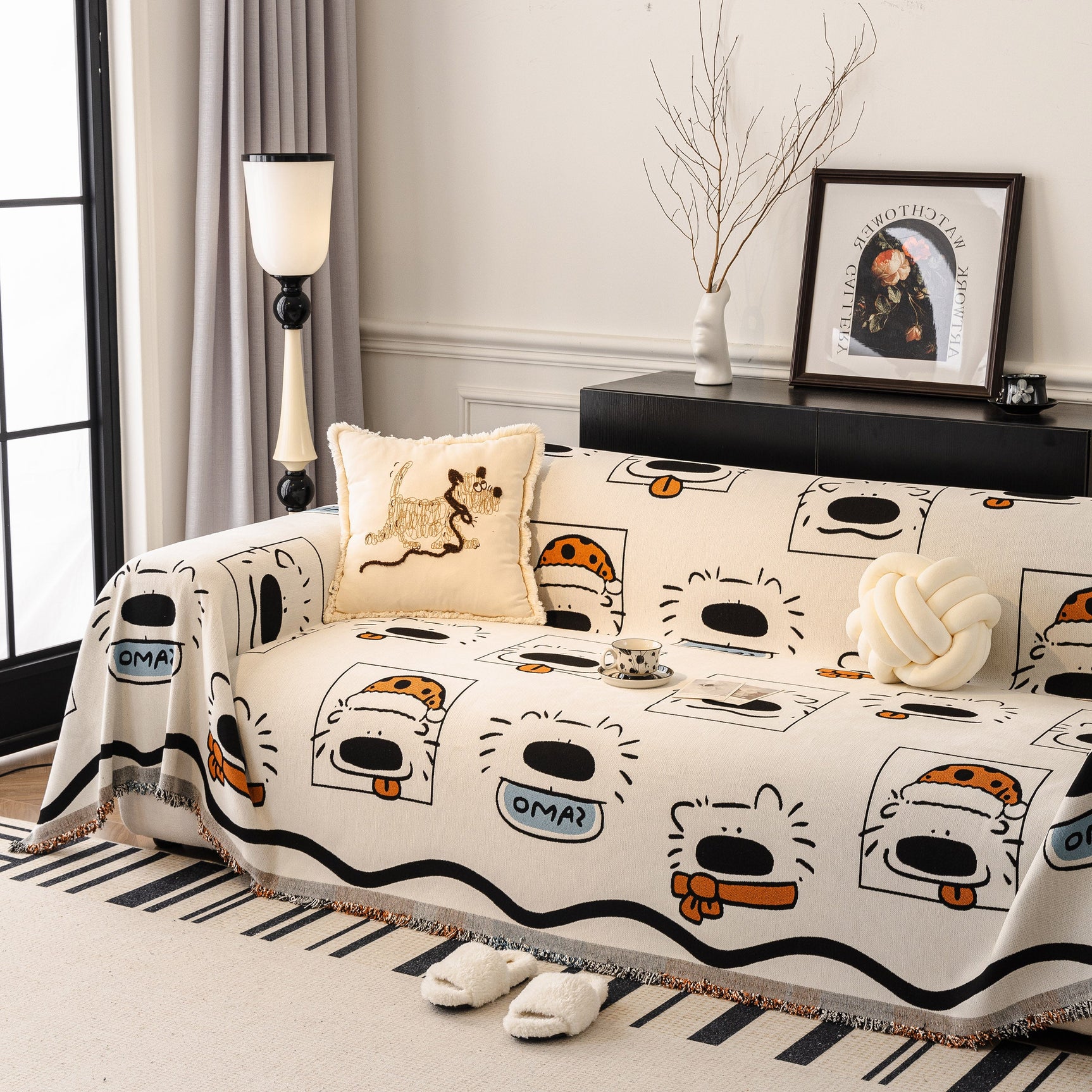 Cute Chenille Couch Cover Throw, Cartoon Soft Washable Sofa Cover for Sectional Sofas - Ornate Home
