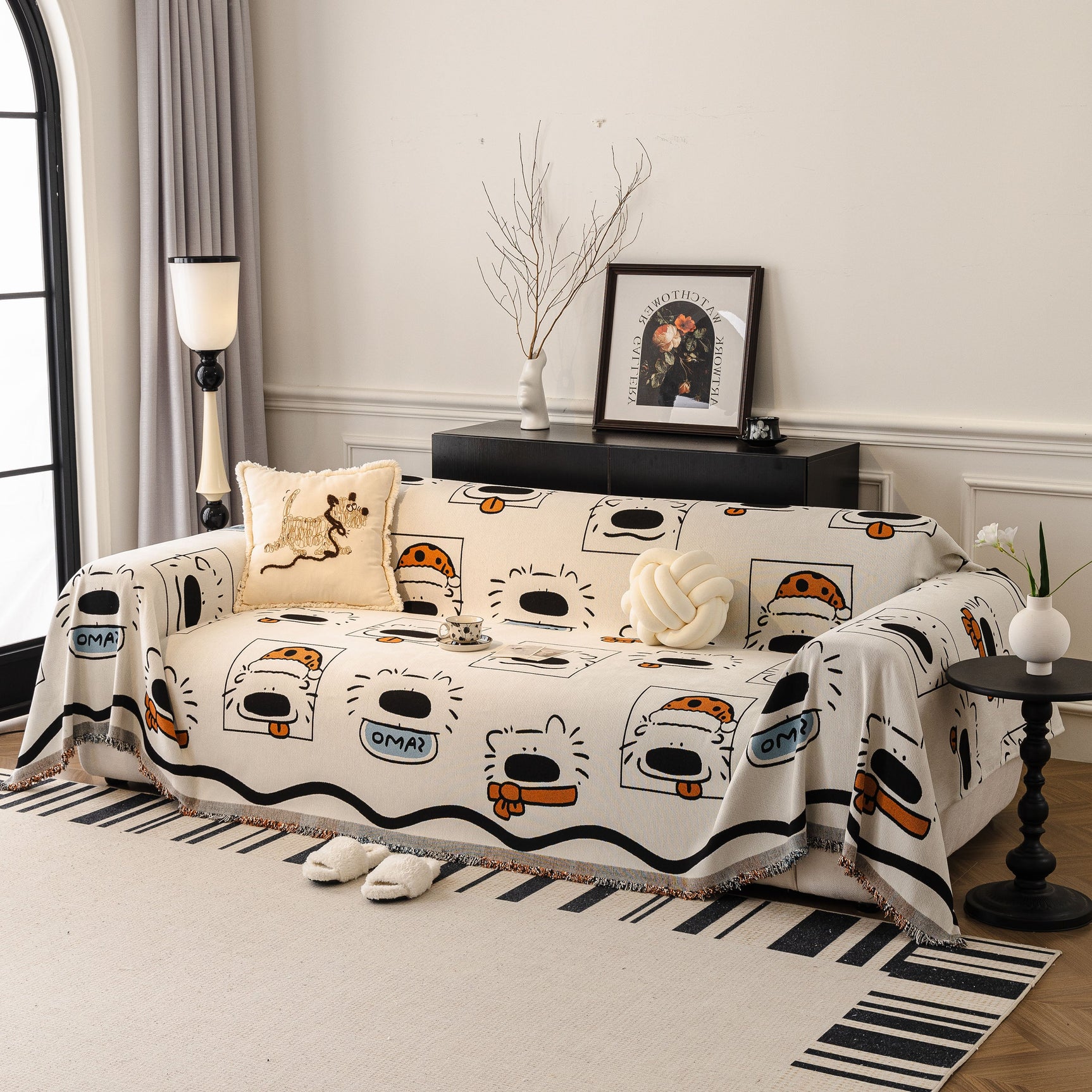 Cute Chenille Couch Cover Throw, Cartoon Soft Washable Sofa Cover for Sectional Sofas - Ornate Home