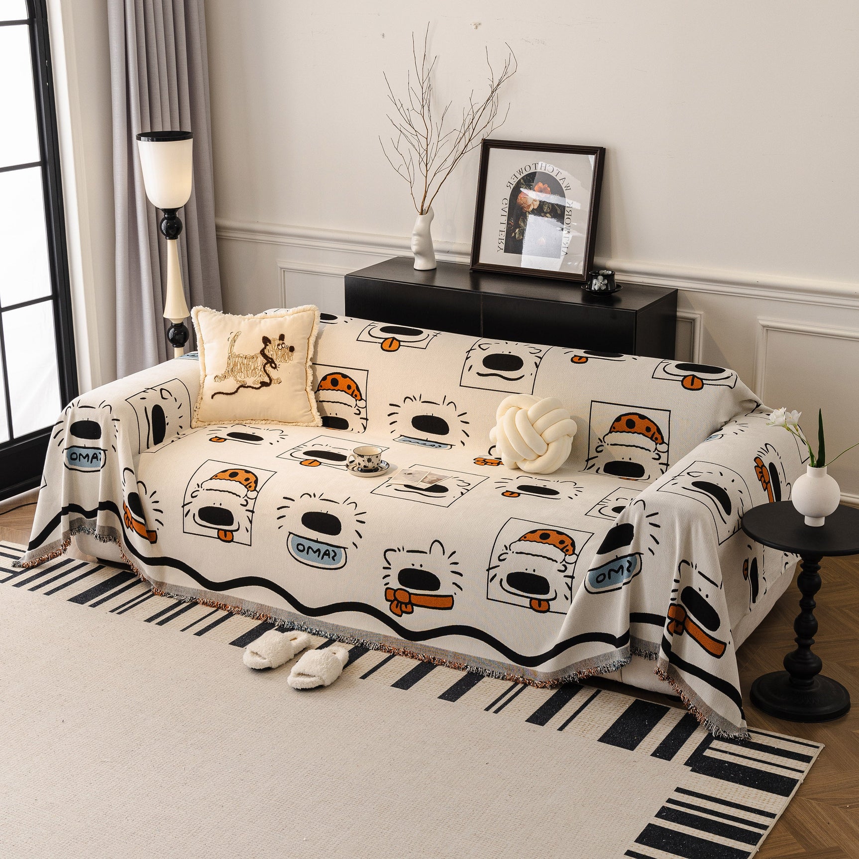 Cute Chenille Couch Cover Throw, Cartoon Soft Washable Sofa Cover for Sectional Sofas - Ornate Home