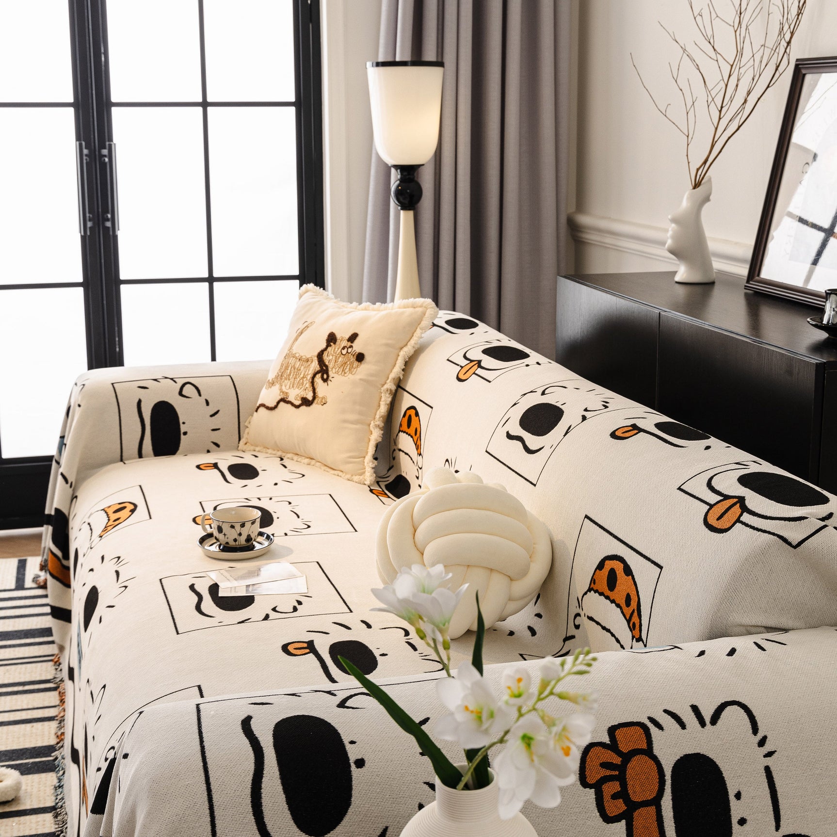 Cute Chenille Couch Cover Throw, Cartoon Soft Washable Sofa Cover for Sectional Sofas - Ornate Home
