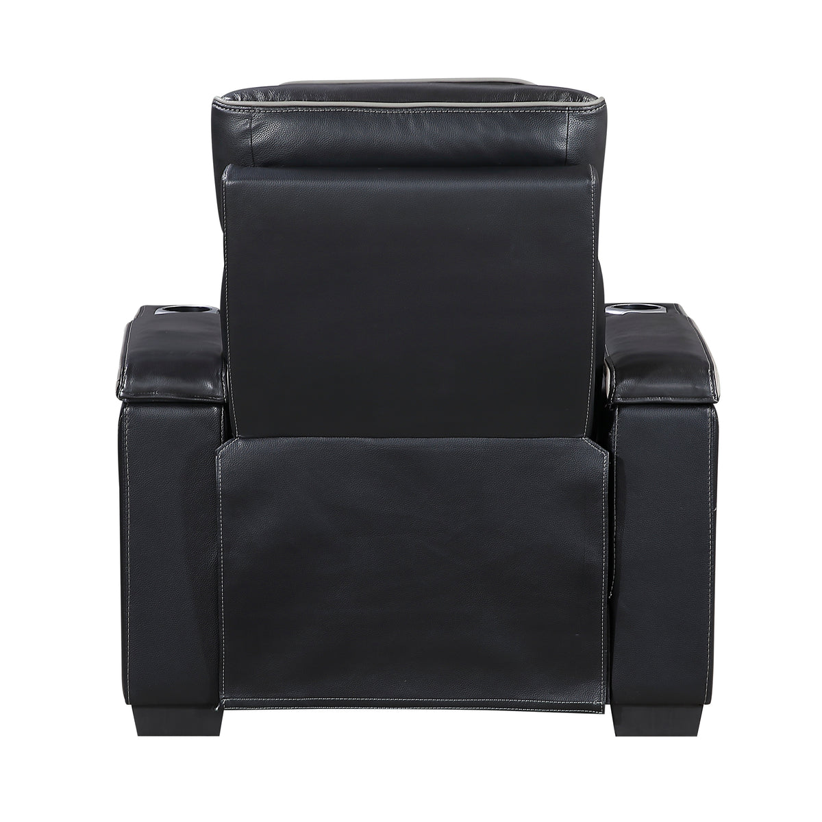 Cyber Black Power Reclining Chair With Power Headrest Cup Holder Storage Arms Air Massage Heat Led Lighting And Charging Ports - Ornate Home