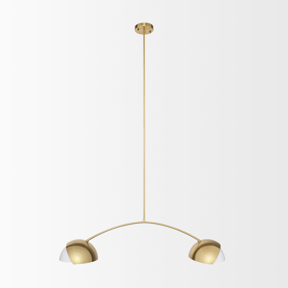 Cybill Brushed Brass/White 2-Light Chandelier