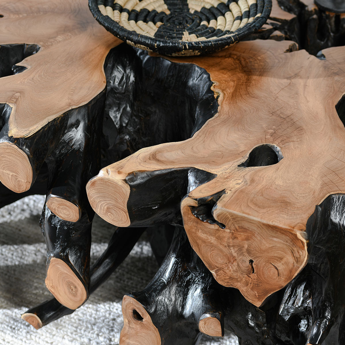 Cypress Root Black/Natural Square Coffee Table - Ornate Home