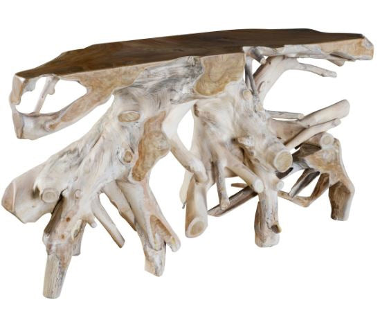 Cypress Root Natural Whitewash Console Table (59”W) - Ornate Home