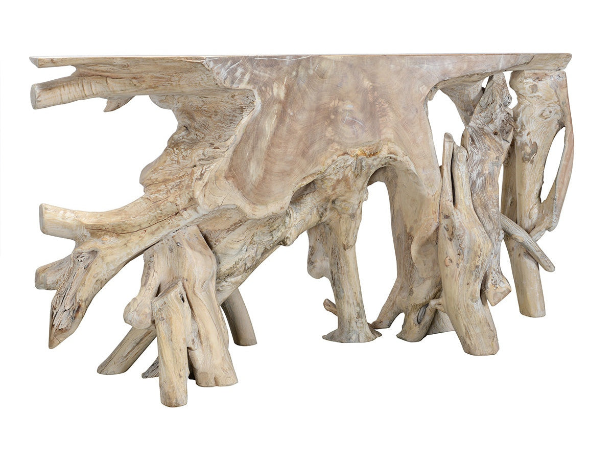 Cypress Root Natural Whitewash Console Table (70-71") - Ornate Home