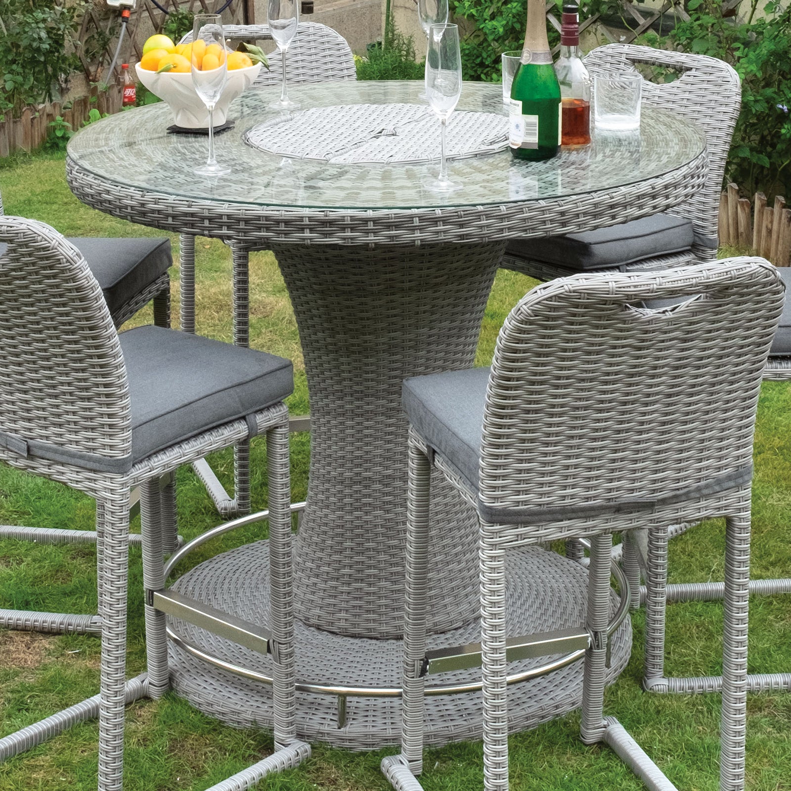 Cyprus Gray Outdoor 7-Piece Bar Table Set - Ornate Home