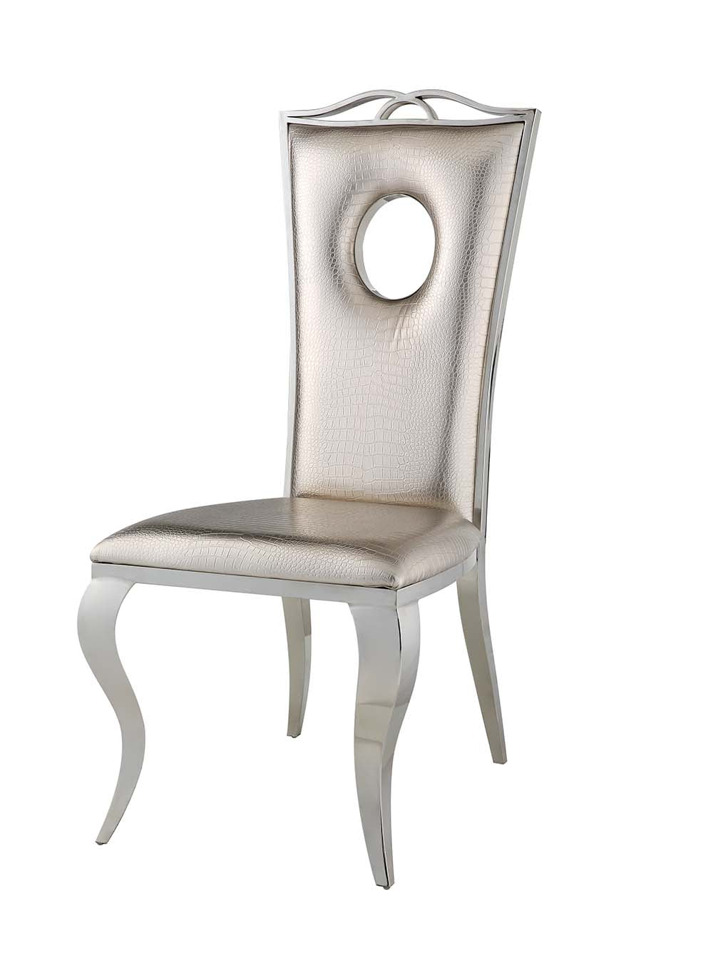 Cyrene Beige Faux Crocodile Side Chair (Set of 2) - Ornate Home