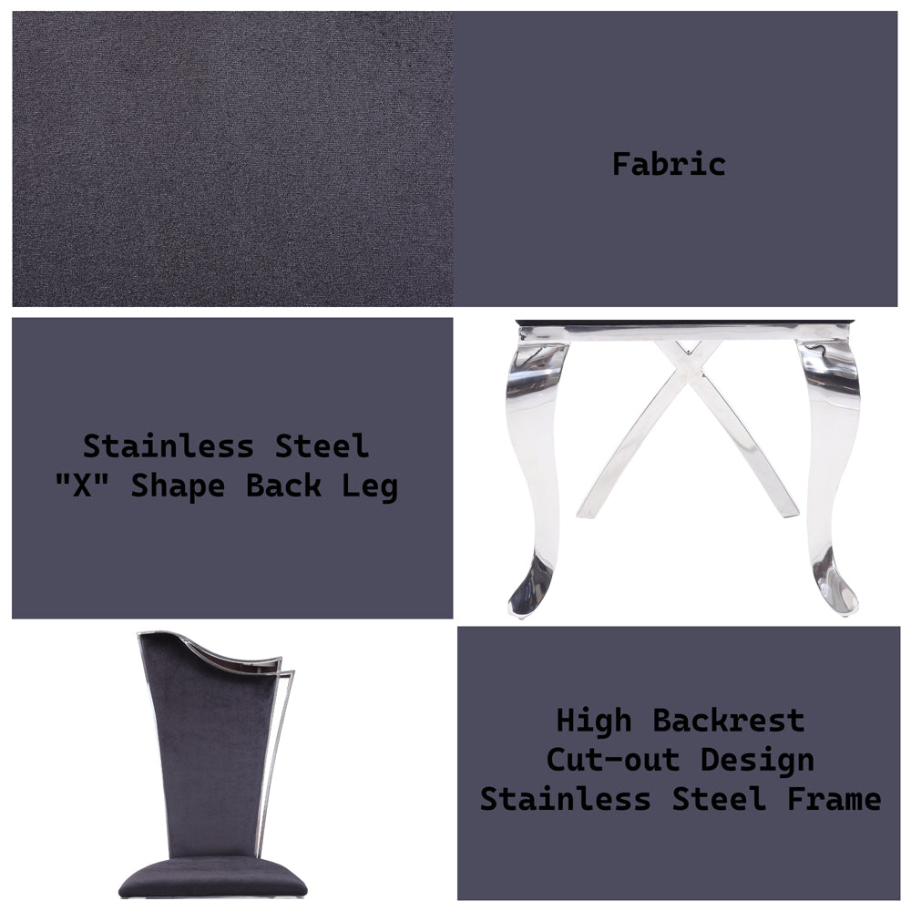 Cyrene Black Fabric Side Chair (Set of 2) - Ornate Home