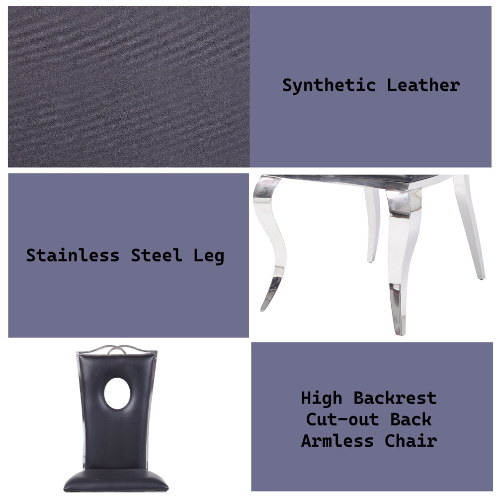 Cyrene Black Faux Leather Side Chair (Set of 2) - Ornate Home