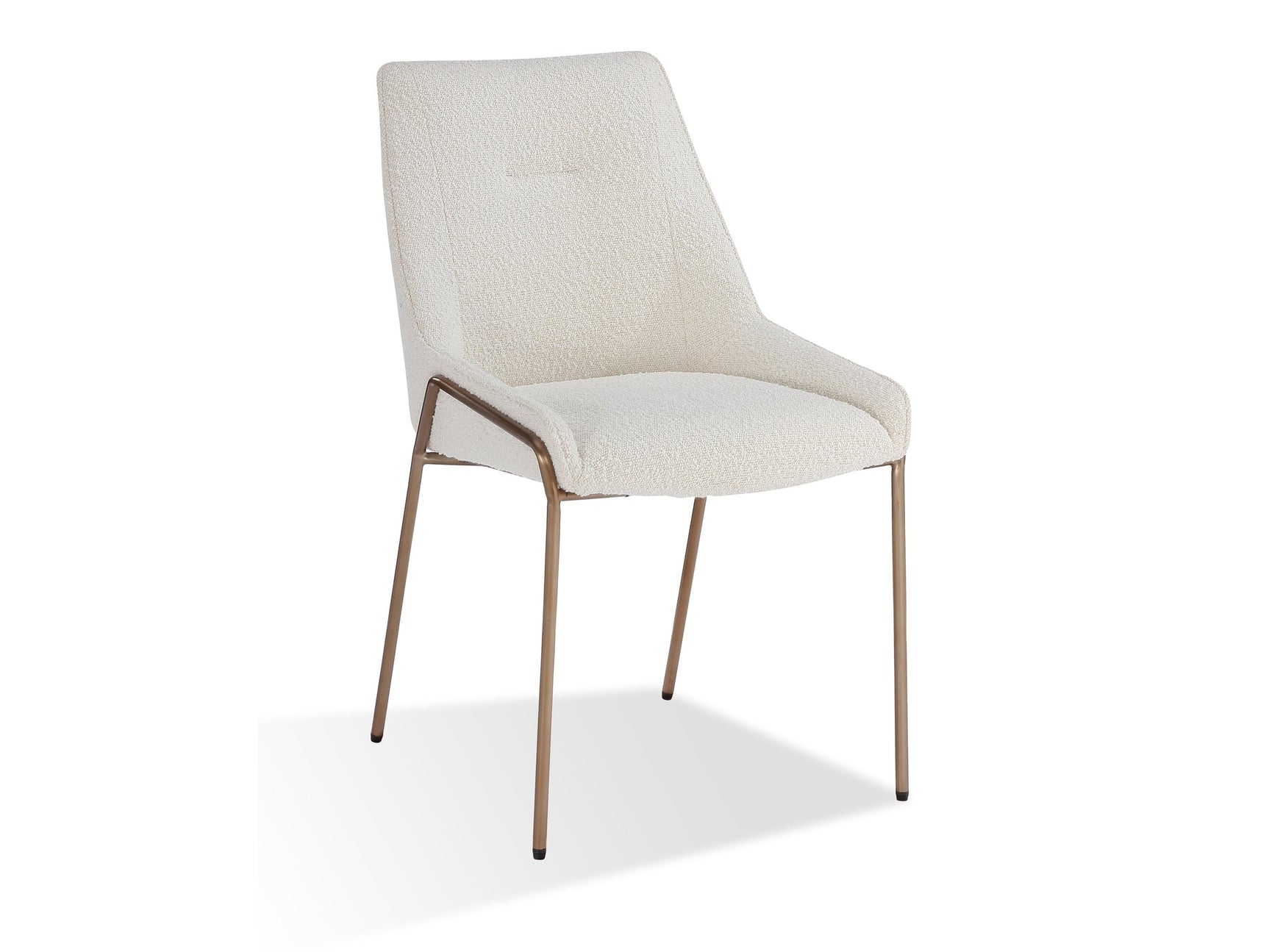 Cyrus Upholstered Dining Chair in Cottage Cheese Boucle and Brushed Bronze Metal (Set of 2) - Ornate Home