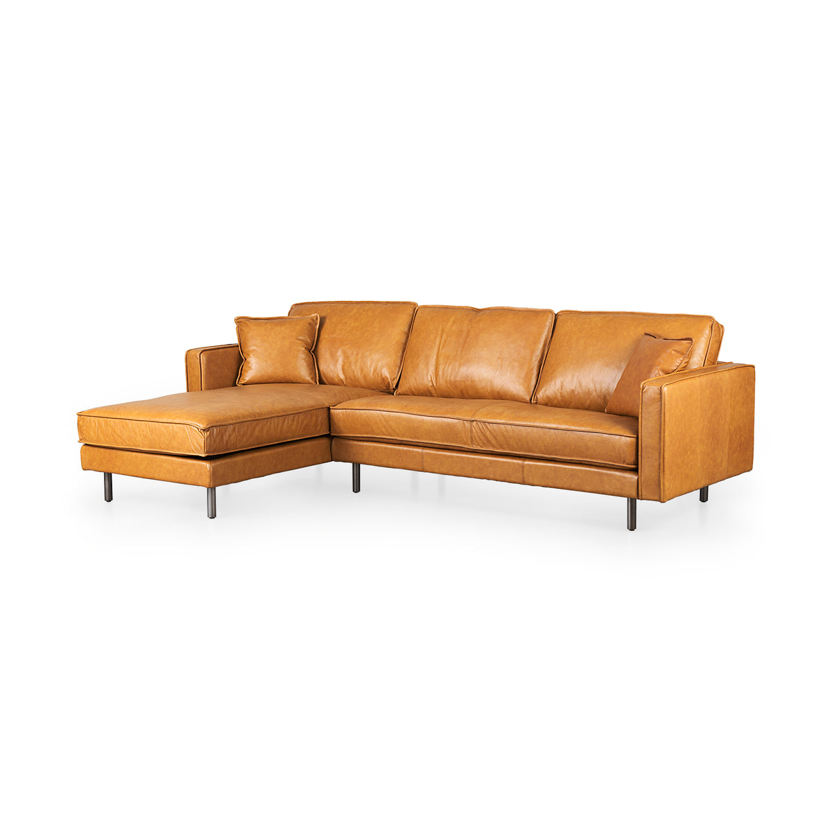 D'Arcy Tan Leather Left Chaise Sectional - Ornate Home