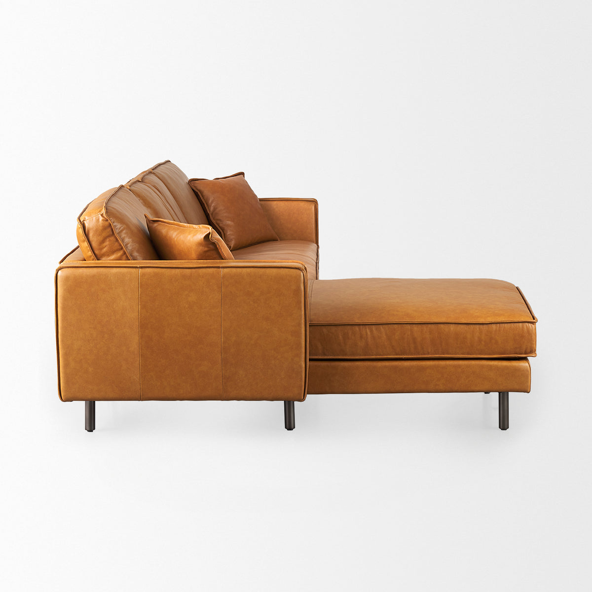 D'Arcy Tan Leather Left Chaise Sectional - Ornate Home