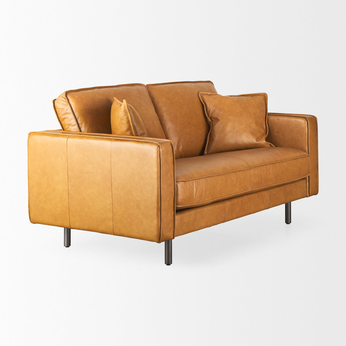 D'Arcy Tan Leather Loveseat - Ornate Home