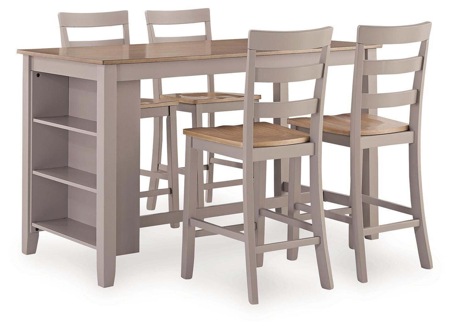 Harperfeld Natural/Gray Dining Table and 4 Barstools (Online Special Price)