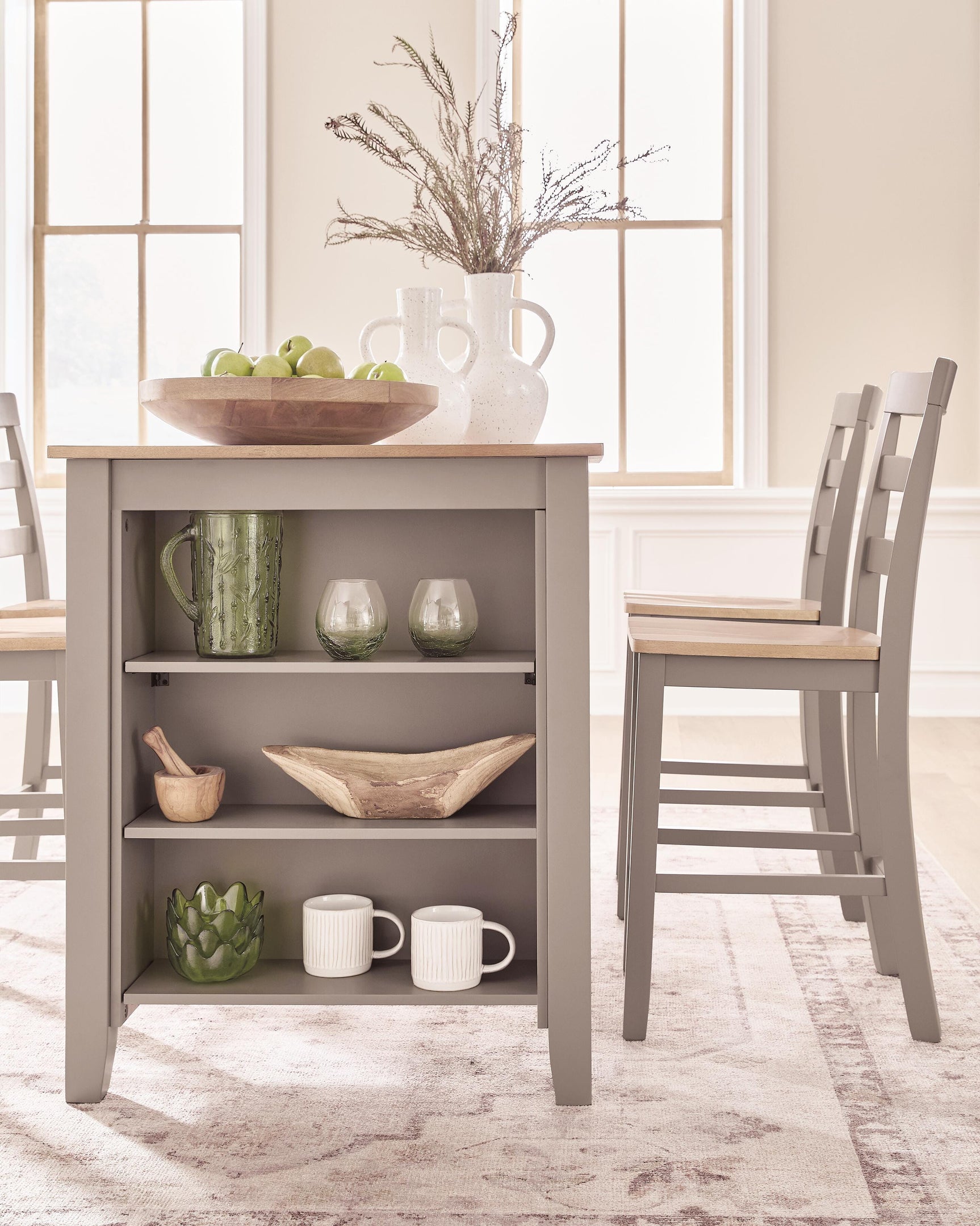 Harperfeld Natural/Gray RECT Dining Room Counter Table