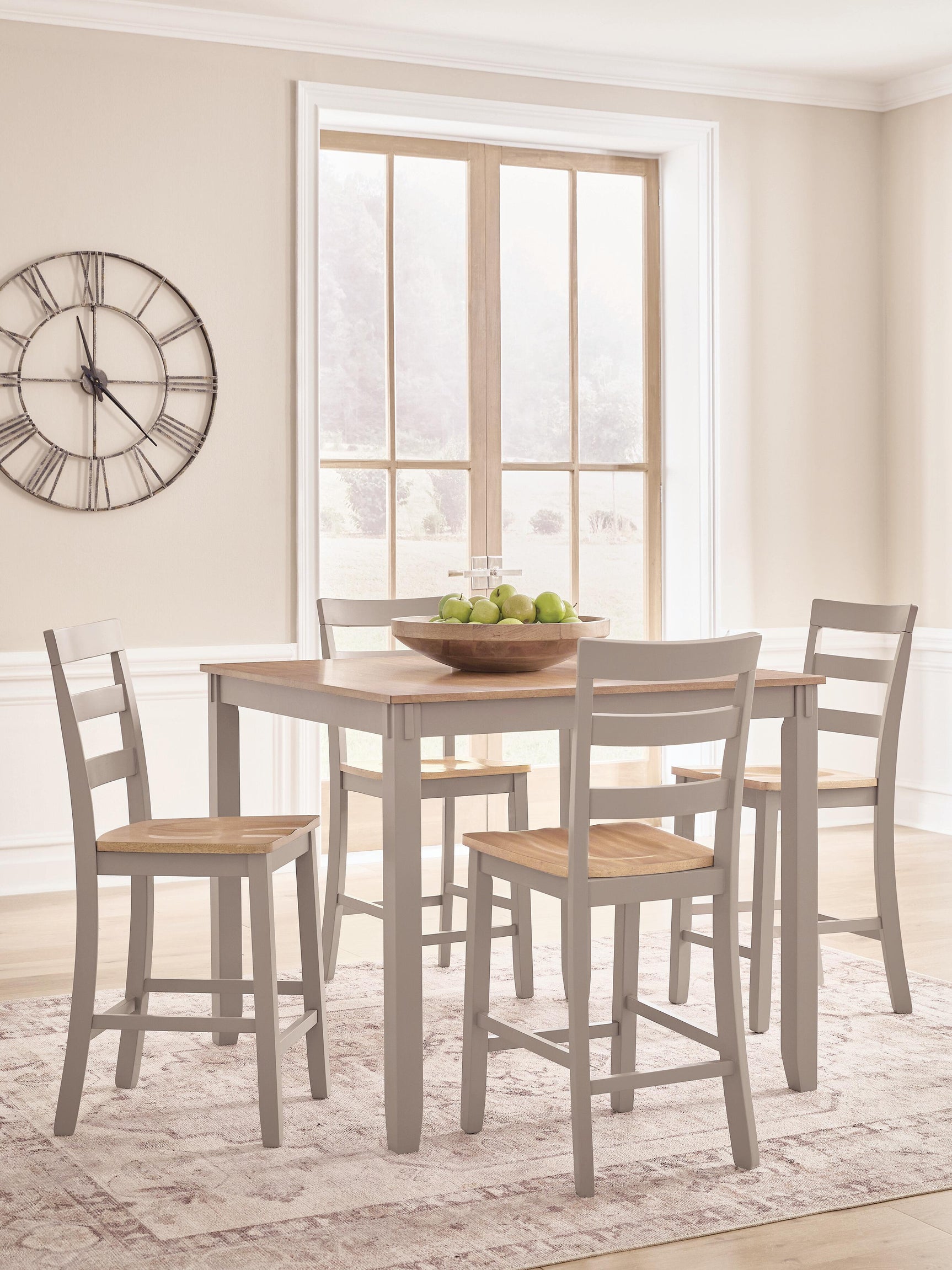 Harperfeld Natural/Gray Counter Height Dining Table and 4 Counter Stools (Online Special Price)