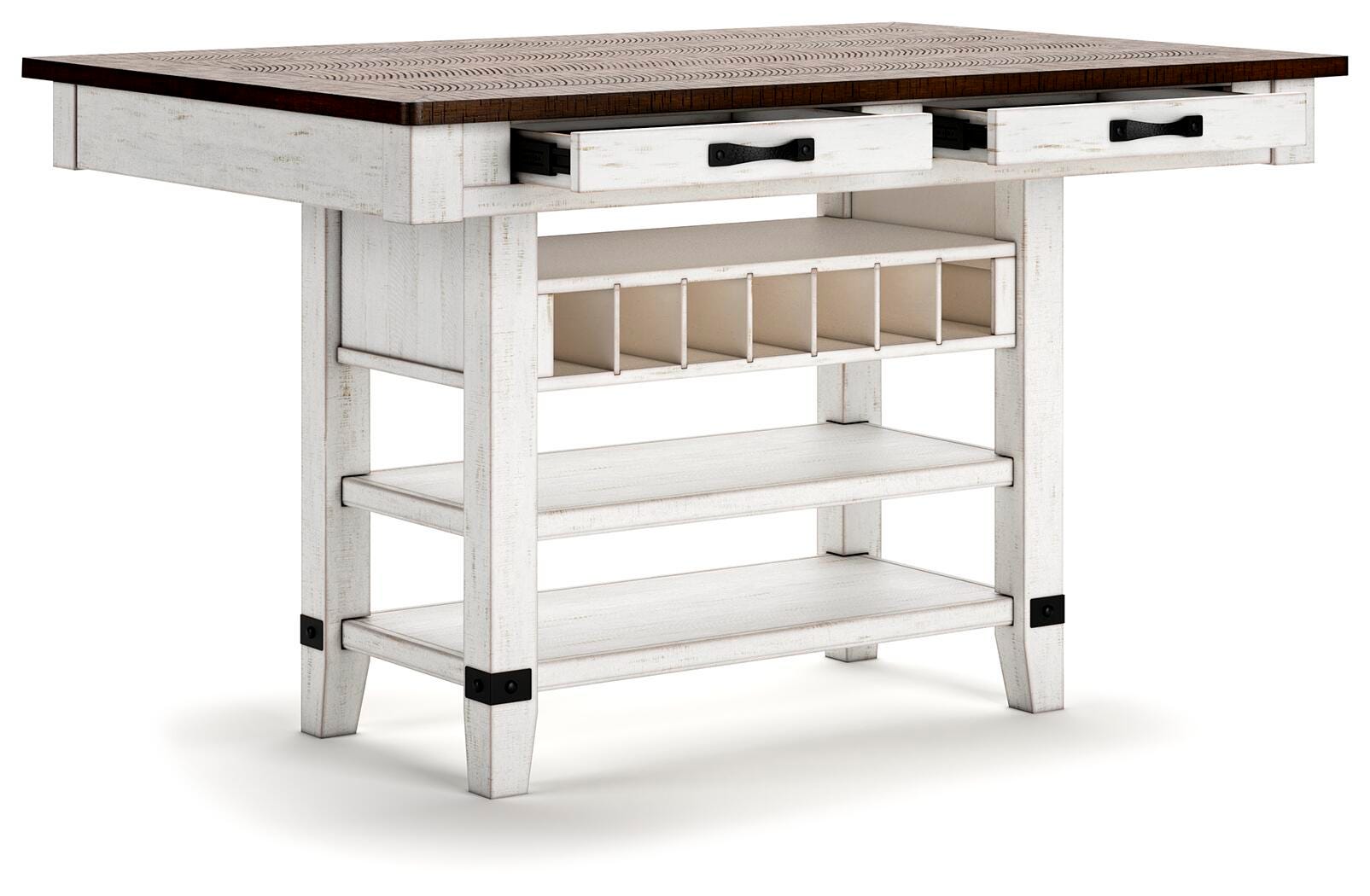 Valebeck White Counter Height Dining Table and 6 Barstools (Online Special Price)