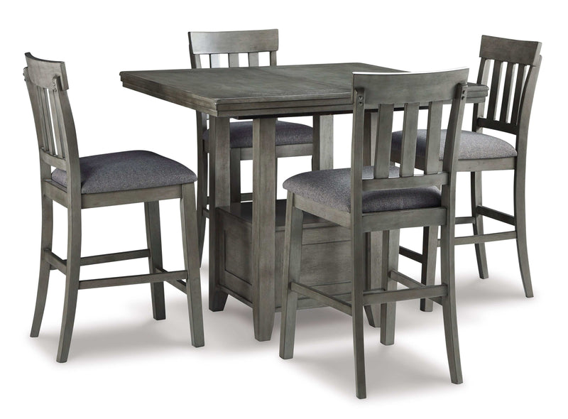 (Online Special Price) Hallanden Gray Counter Height Dining Room Set / 5pc - Ornate Home