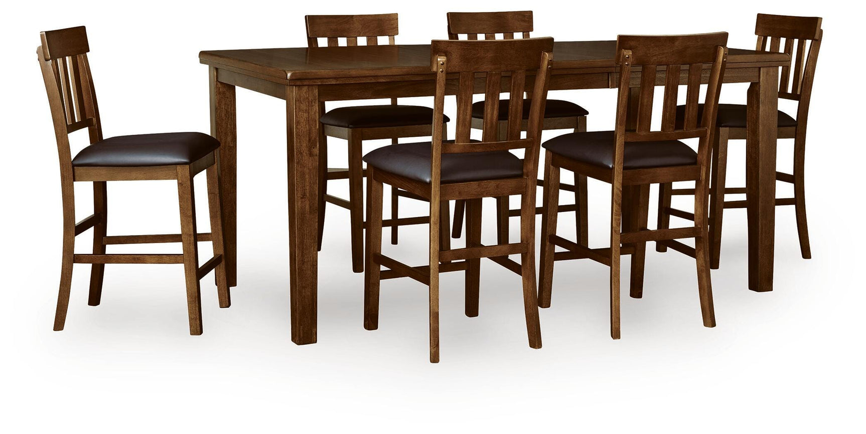 Ralene Medium Brown Counter Hight Dining Table and 6 Barstools (Online Special Price)