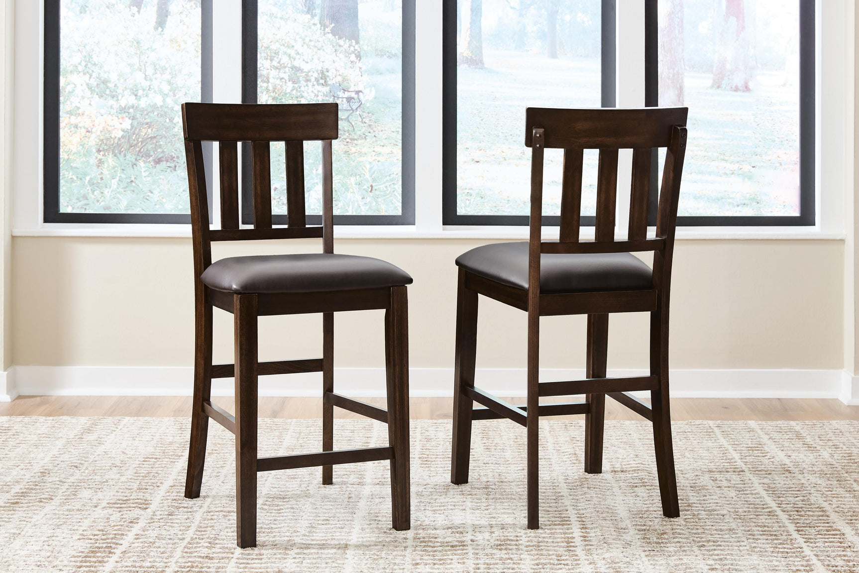 Haddigan Dark Brown Counter Height Dining Table and 6 Barstools