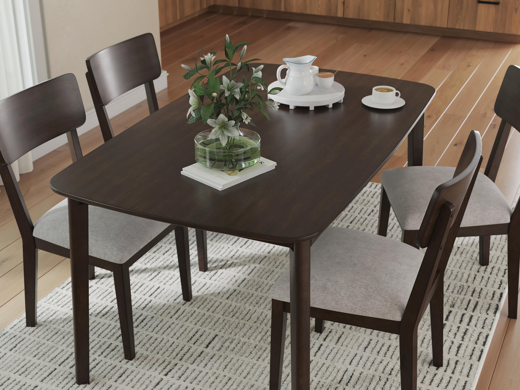Dantenton Merlot Dining Table and 4 Chairs (Set of 5)