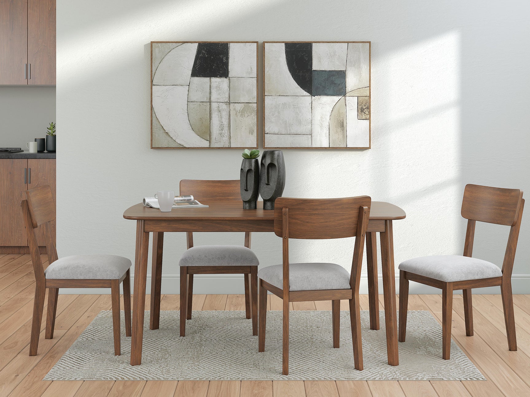 Lyncott Brown Dining Table and 4 Chairs (Set of 5)