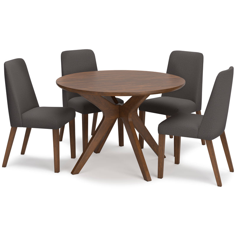 Lyncott Charcoal & Brown Round Dining Room Set / 5pc - Ornate Home