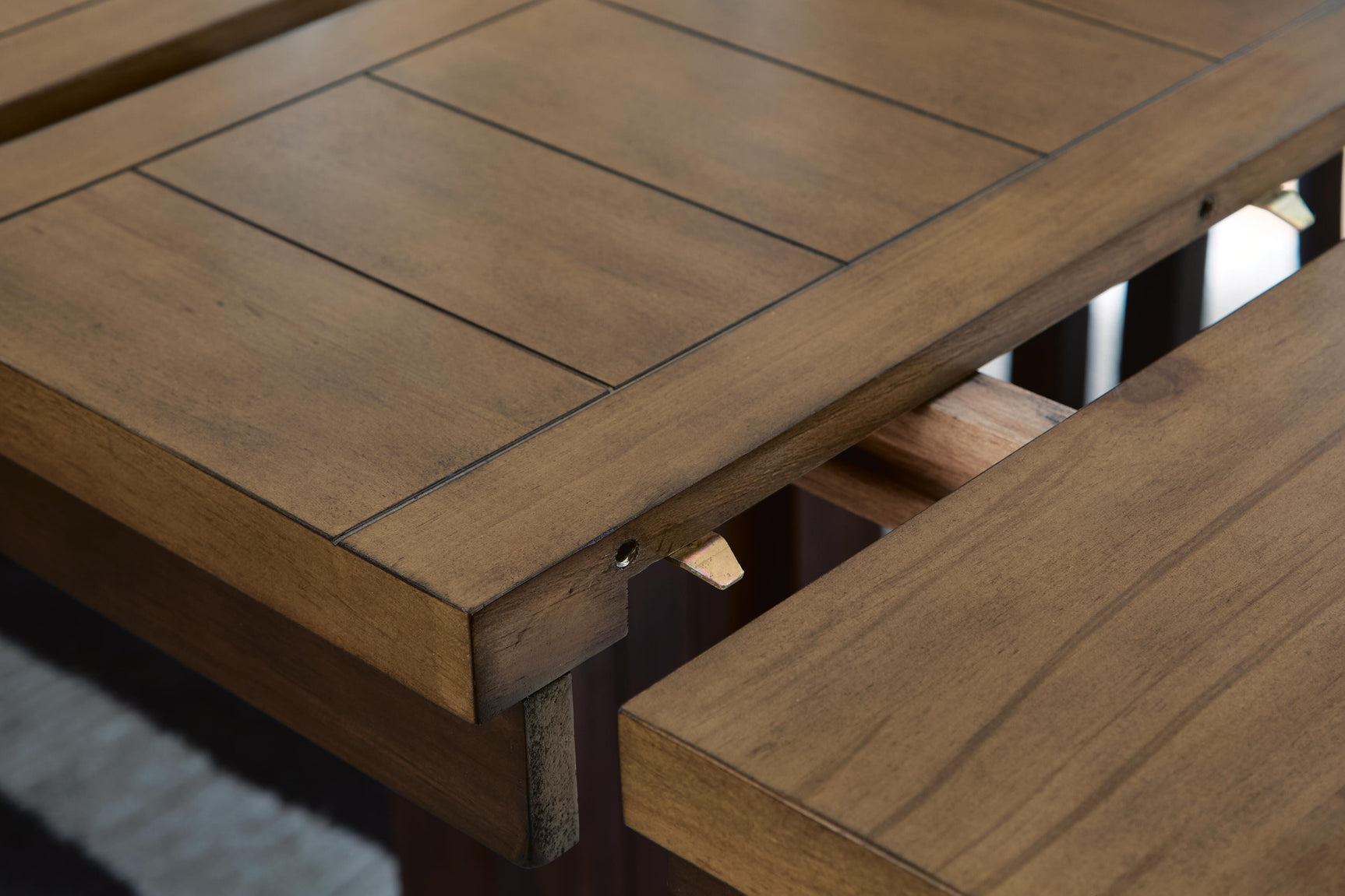 Anixburg Light Brown/Dark Brown Counter Height Dining Extension Table