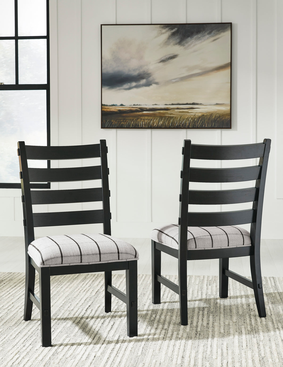 Ridgester Beige/Black/Light Brown Round Dining Table and 6 Chairs
