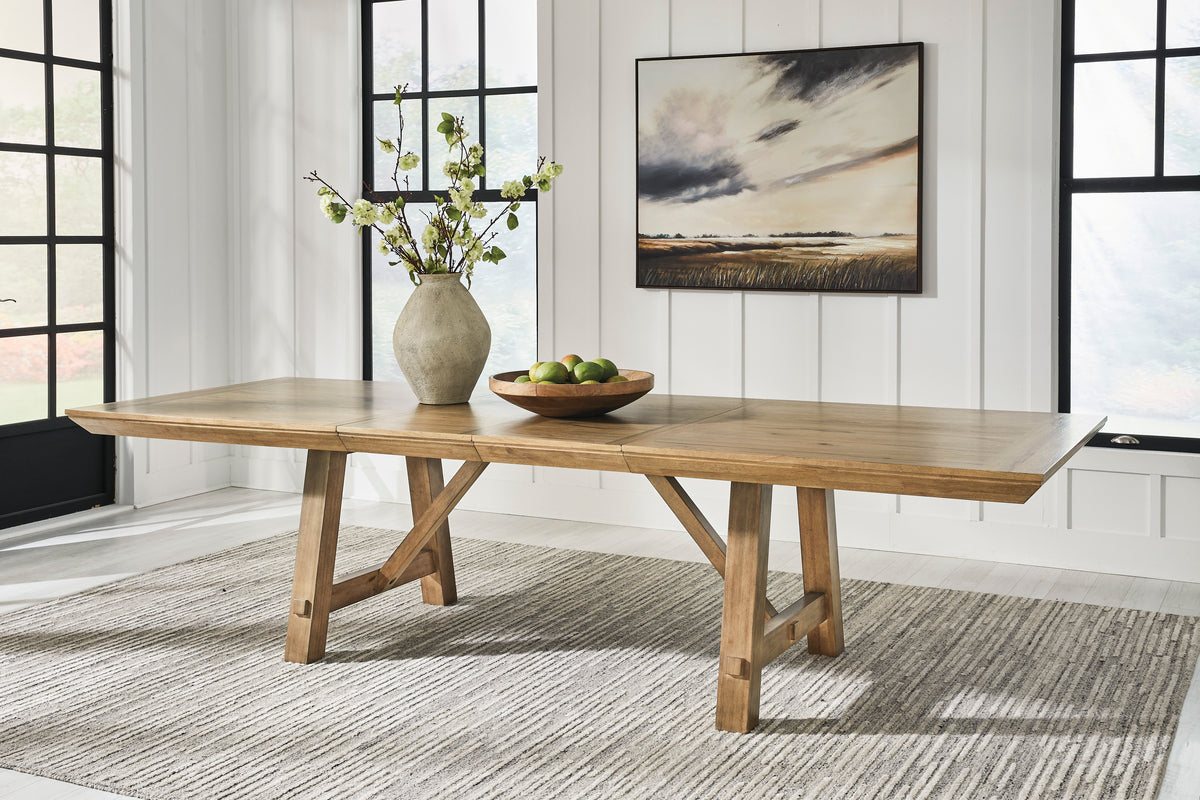 Ridgester Light Brown Extension Dining Table, 2 Arm Chairs and 8 Side Chairs