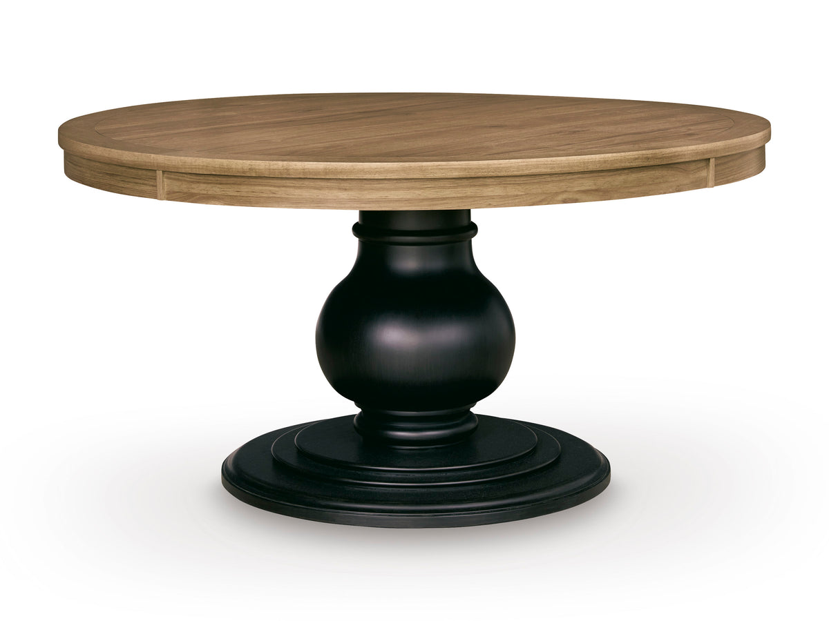 Ridgester Beige/Black/Light Brown Round Dining Table and 6 Chairs