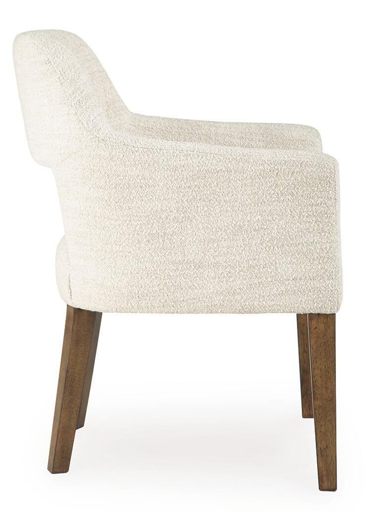 Marxmore Beige/Brown Dining UPH Arm Chair (Set of 2)