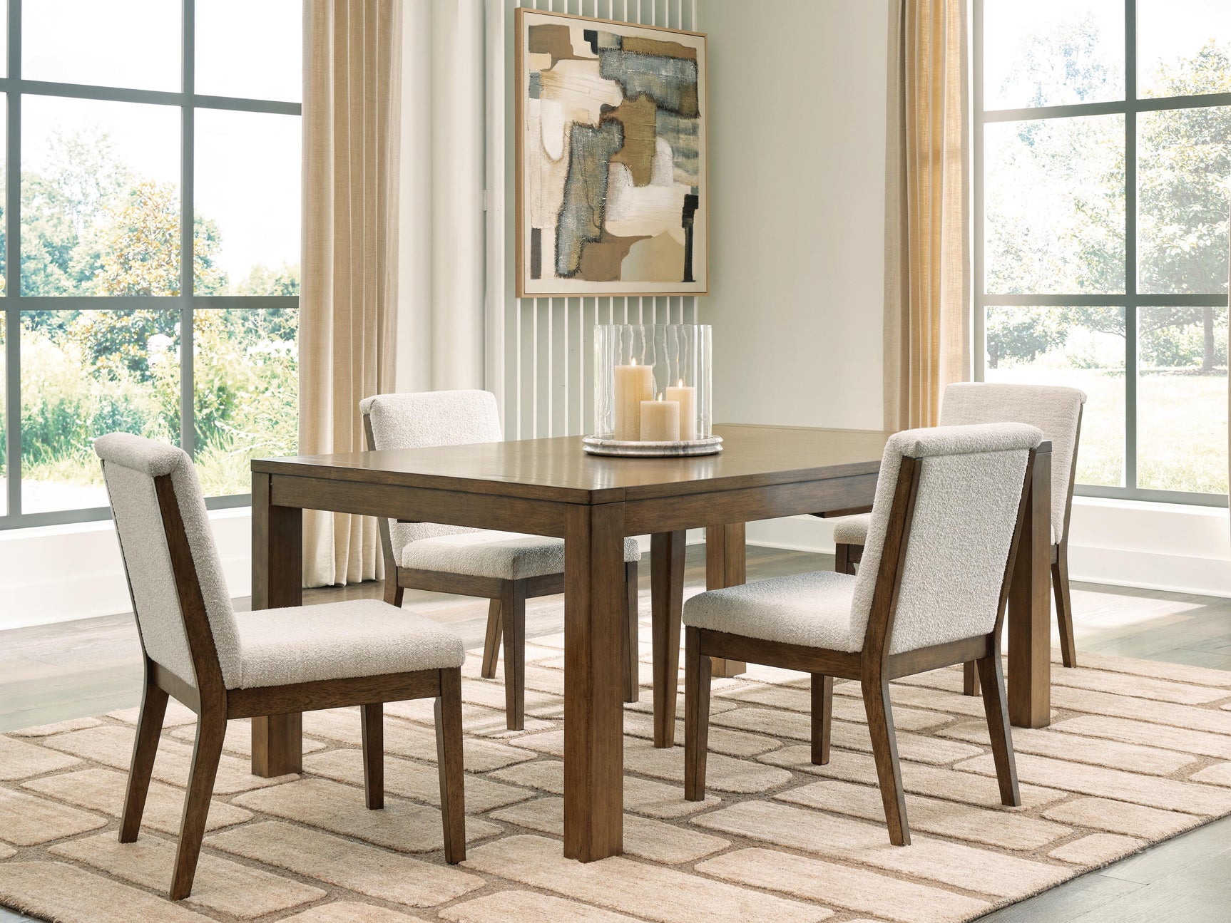 Marxmore Beige/Brown Extension Dining Table and 4 Chairs