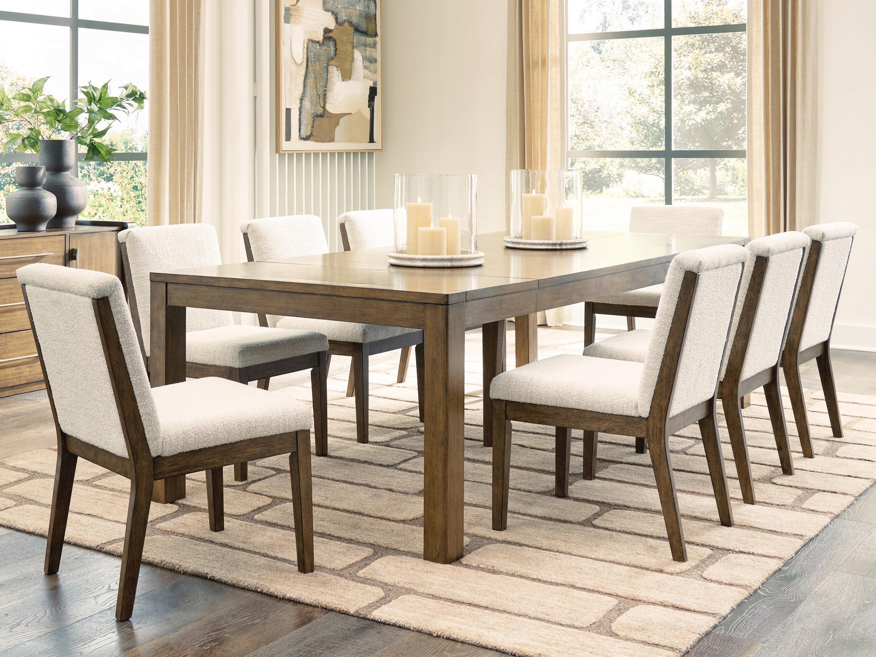 Marxmore Beige/Brown Extension Dining Table and 8 Chairs