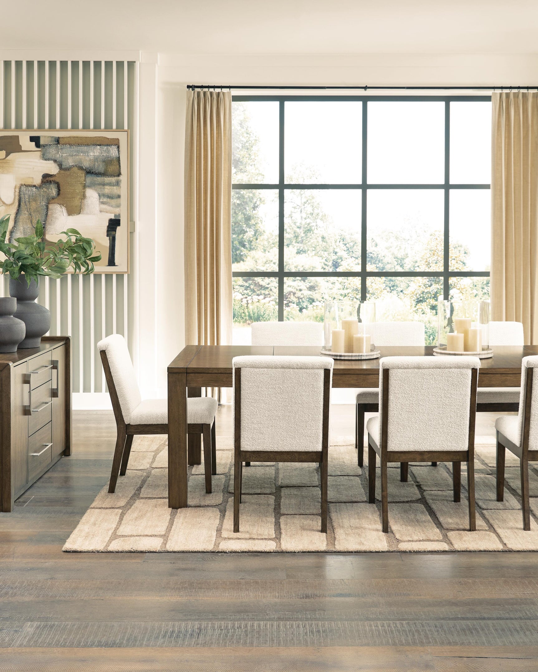 Marxmore Beige/Brown Extension Dining Table and 8 Chairs