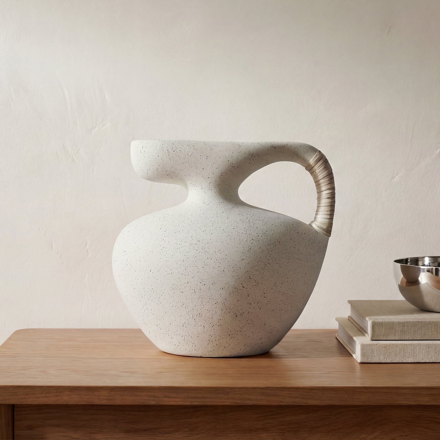 Vila Cream White 9.5-in Sculptural Vessel