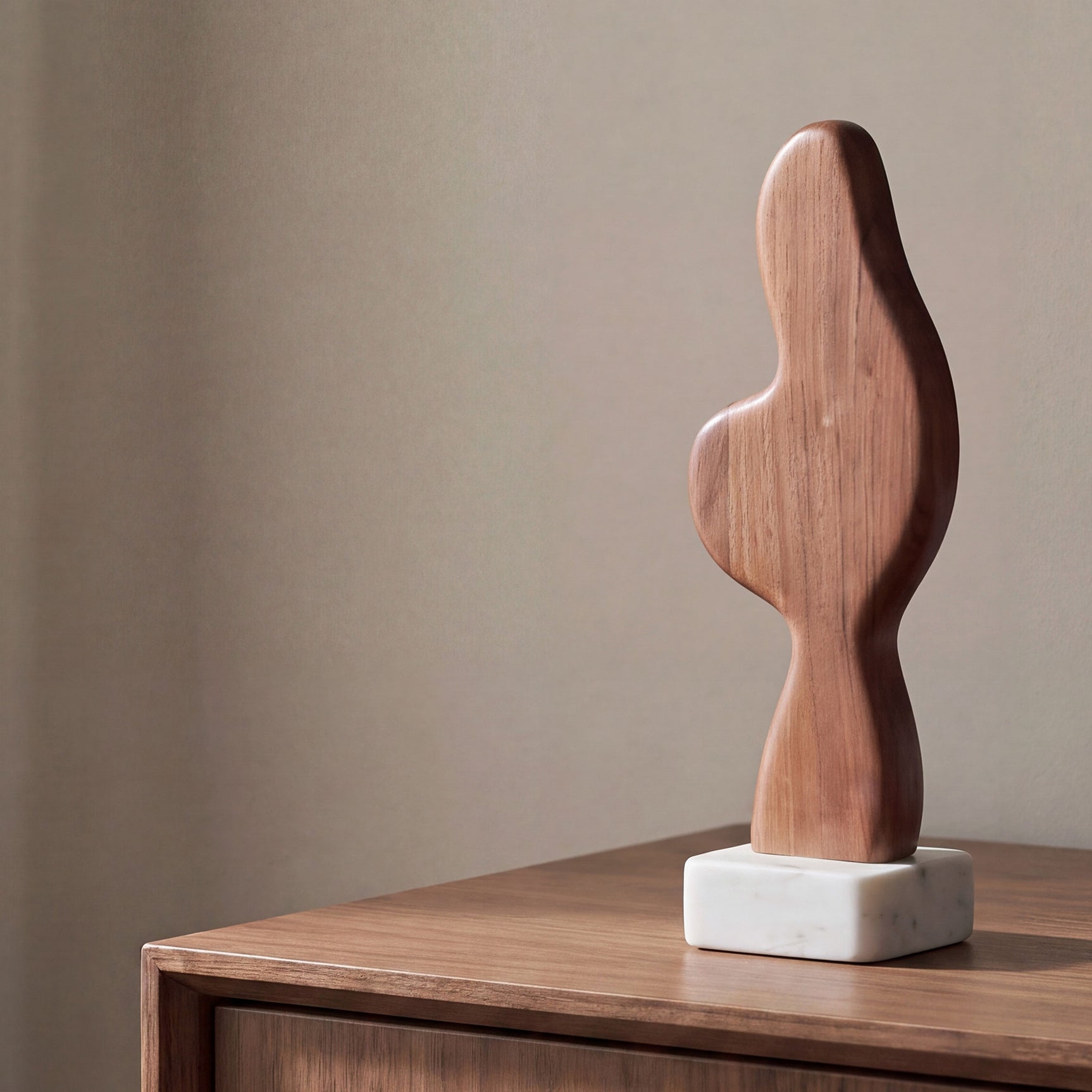 Eon Brown Wood and Marble Sculpture I