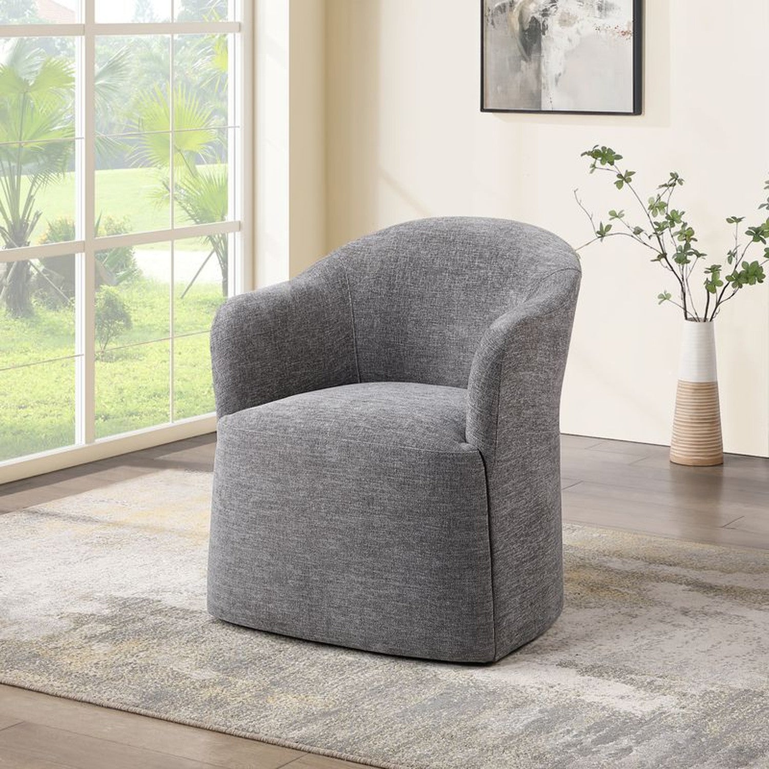 Casto Gray Arm Chair w/Swivel Casters