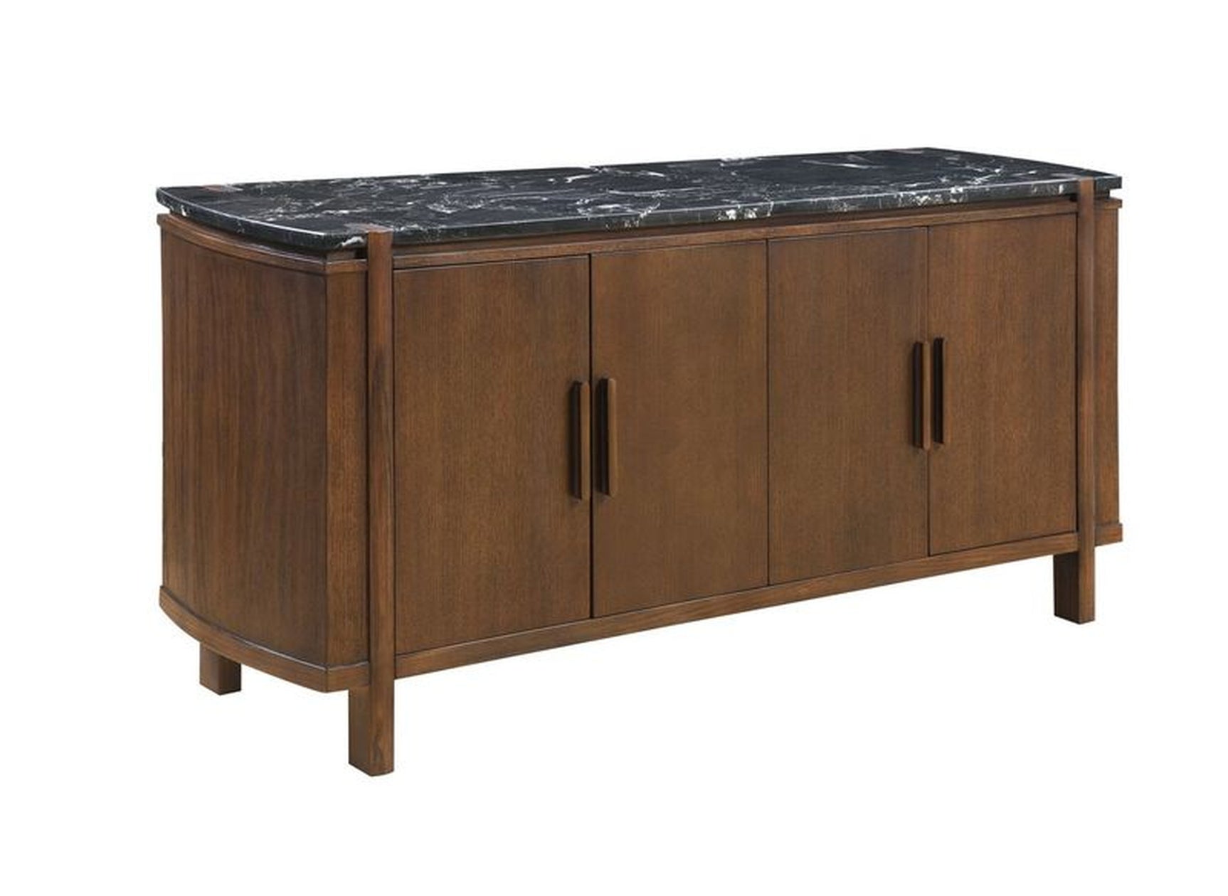 Estella Black/Walnut Server w/Marble Top