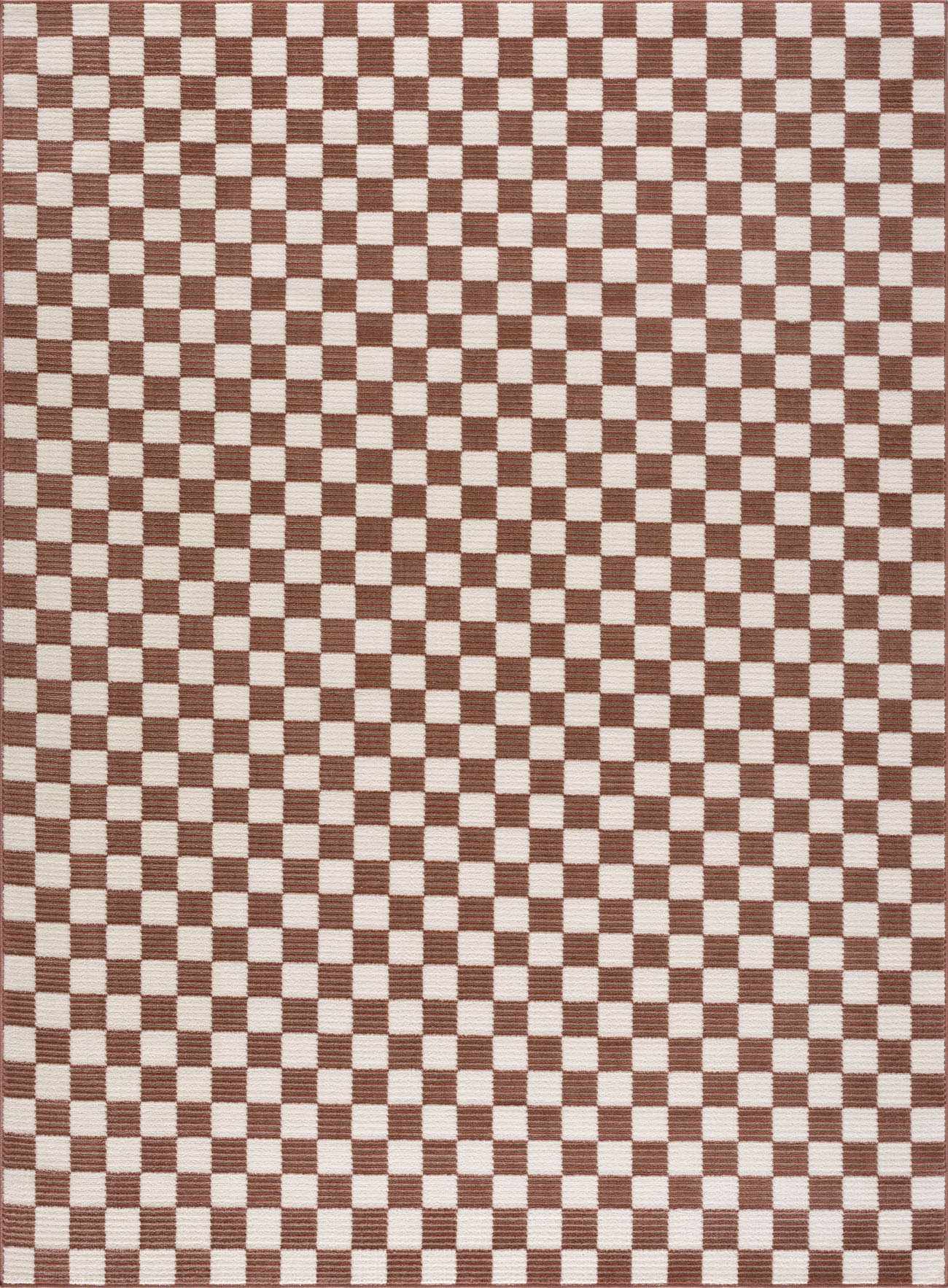 Kaysar Brown Checkered Washable Area Rug