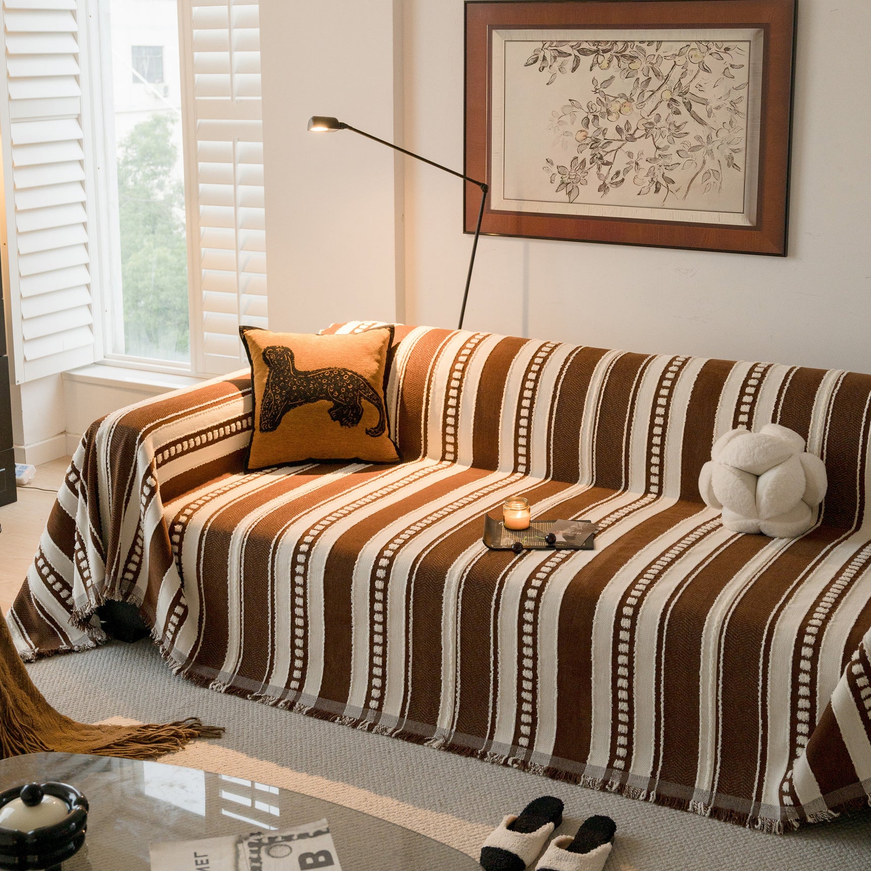 Bohemian Striped Sofa Cover, Decor Woven Throw for Couch, Loveseat, or Sectional
