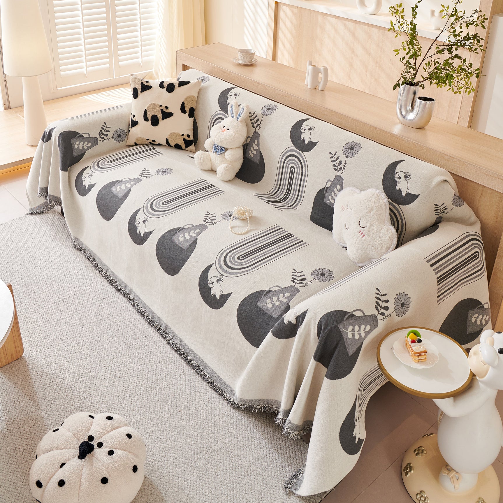 Decorative Throw Blankets for Couch Reversible Chenille Furniture Throw Covers for Sectional Sofa