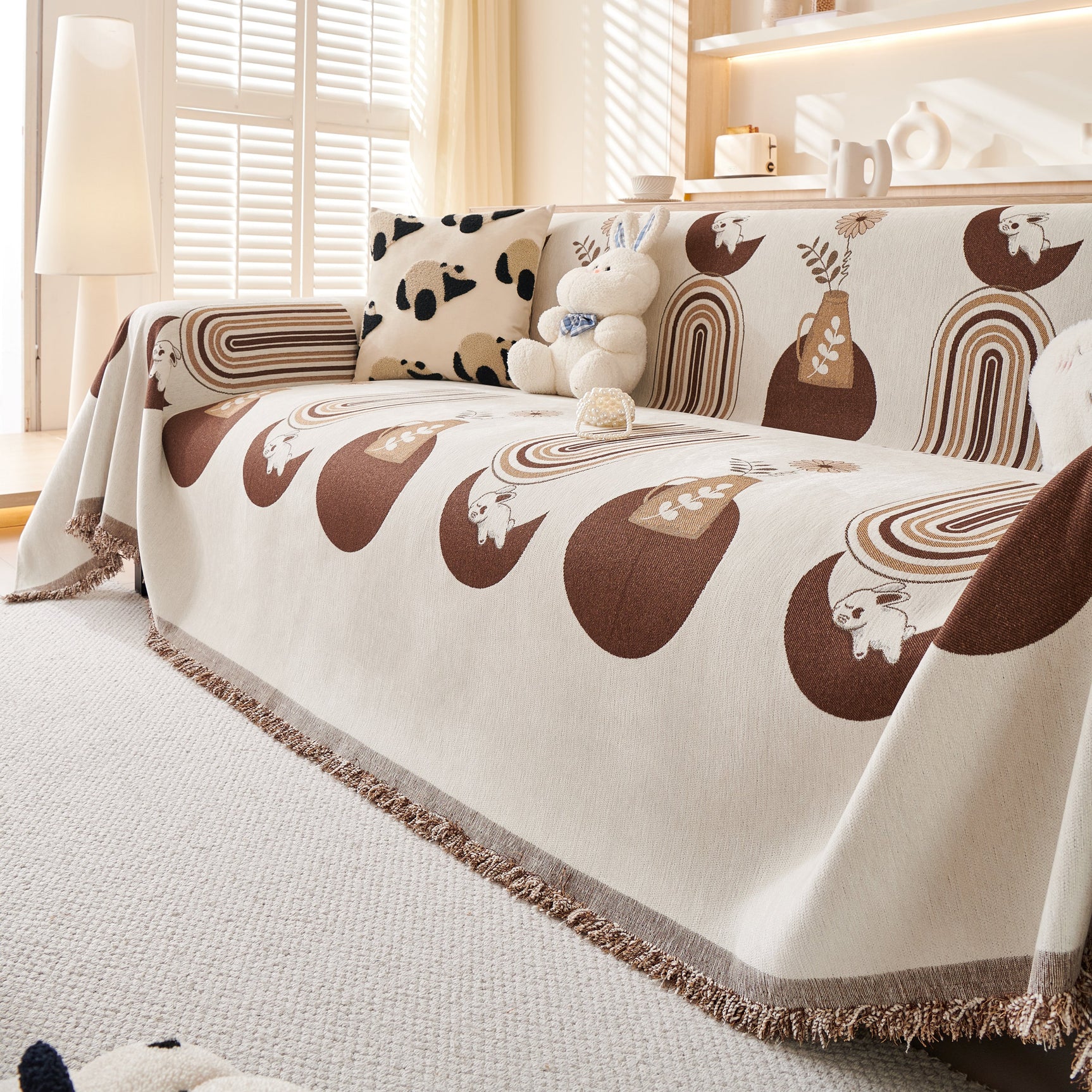Decorative Throw Blankets for Couch Reversible Chenille Furniture Throw Covers for Sectional Sofa